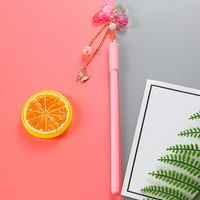 Good-looking Colorful Butterfly Hanging Pen Gold-plated Chain Pearl Accessories Pendant Gel Pen Cute Stationery Student Ball Pen sku image 4
