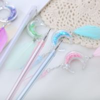 Creative Sequins Feather Moon Pendant Gel Pen Internet Hot Girlish Hanging Pen Student Stationery Water-based Sign Pen main image 4