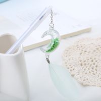 Creative Sequins Feather Moon Pendant Gel Pen Internet Hot Girlish Hanging Pen Student Stationery Water-based Sign Pen main image 2
