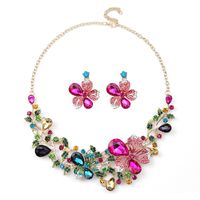 Luxurious Bridal Flower Alloy Inlay Rhinestones Glass Women's Earrings Necklace main image 5