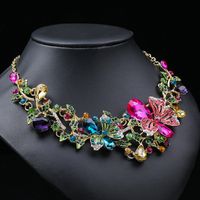 Luxurious Bridal Flower Alloy Inlay Rhinestones Glass Women's Earrings Necklace main image 4