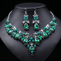 Luxurious Geometric Alloy Plating Inlay Artificial Pearls Rhinestones Glass Women's Earrings Necklace main image 1
