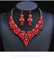 Luxurious Geometric Alloy Plating Inlay Artificial Pearls Rhinestones Glass Women's Earrings Necklace sku image 5