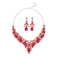 Luxurious Geometric Alloy Plating Inlay Artificial Pearls Rhinestones Glass Women's Earrings Necklace main image 4