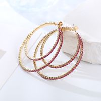 1 Pair Elegant Cute Simple Style Round Inlay Rhinestone Rhinestones Hoop Earrings sku image 2