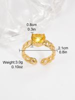 Sweet Simple Style Heart Shape Copper Plating Hollow Out Inlay Zircon 18k Gold Plated Open Ring sku image 3
