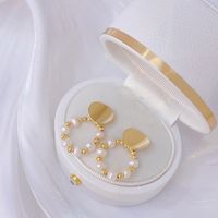 1 Pair Elegant Simple Style Geometric Freshwater Pearl Copper Gold Plated Drop Earrings main image 5