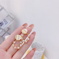 1 Pair Elegant Simple Style Geometric Freshwater Pearl Copper Gold Plated Drop Earrings sku image 1