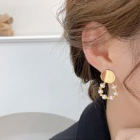 1 Pair Elegant Simple Style Geometric Freshwater Pearl Copper Gold Plated Drop Earrings main image 2