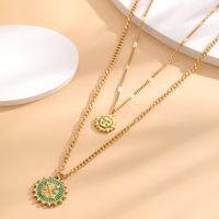 Retro Classic Style Sun Star Moon Titanium Steel Enamel Plating Inlay Resin Rhinestones 18K Gold Plated Women's Layered Necklaces main image 8