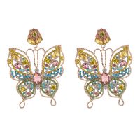 1 Paar Elegant Luxuriös Schmetterling Inlay Legierung Strasssteine Tropfenohrringe main image 2
