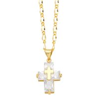 Ig Style Simple Style Cross Copper Plating Inlay Zircon 18k Gold Plated Pendant Necklace main image 5