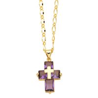 Ig Style Simple Style Cross Copper Plating Inlay Zircon 18k Gold Plated Pendant Necklace main image 6