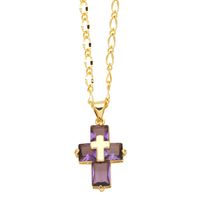 Ig Style Simple Style Cross Copper Plating Inlay Zircon 18k Gold Plated Pendant Necklace sku image 2