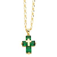 Ig Style Simple Style Cross Copper Plating Inlay Zircon 18k Gold Plated Pendant Necklace main image 4