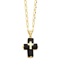 Ig Style Simple Style Cross Copper Plating Inlay Zircon 18k Gold Plated Pendant Necklace main image 7