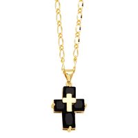 Ig Style Simple Style Cross Copper Plating Inlay Zircon 18k Gold Plated Pendant Necklace sku image 5