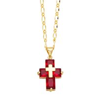 Ig Style Simple Style Cross Copper Plating Inlay Zircon 18k Gold Plated Pendant Necklace main image 3