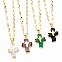 Ig Style Simple Style Cross Copper Plating Inlay Zircon 18k Gold Plated Pendant Necklace main image 1