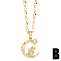 Cute Tortoise Animal Moon Copper Plating Inlay Zircon 18k Gold Plated Pendant Necklace main image 4