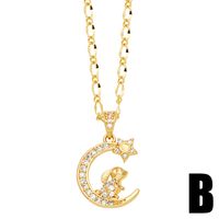 Mignon Tortue Animal Lune Le Cuivre Placage Incruster Zircon Plaqué Or 18k Pendentif main image 4