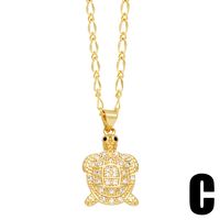 Mignon Tortue Animal Lune Le Cuivre Placage Incruster Zircon Plaqué Or 18k Pendentif sku image 3