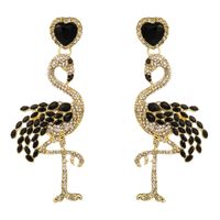 1 Pair Elegant Queen Shiny Flamingo Heart Shape Inlay Rhinestone Rhinestones Drop Earrings main image 2