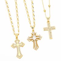 Ig Style Simple Style Cross Copper Plating Inlay Zircon 18k Gold Plated Pendant Necklace main image 1