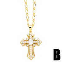 Ig Style Simple Style Cross Copper Plating Inlay Zircon 18k Gold Plated Pendant Necklace main image 4