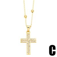 Ig-stil Einfacher Stil Kreuzen Kupfer Überzug Inlay Zirkon 18 Karat Vergoldet Halskette Mit Anhänger main image 5