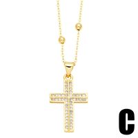 Ig Style Simple Style Cross Copper Plating Inlay Zircon 18k Gold Plated Pendant Necklace sku image 3