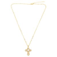 Ig Style Simple Style Cross Copper Plating Inlay Zircon 18k Gold Plated Pendant Necklace main image 2