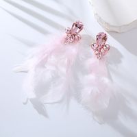 1 Paire Style Ig La Plume Incruster La Plume Strass Boucles D'oreilles main image 9