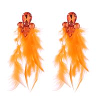 1 Pair Ig Style Feather Inlay Feather Rhinestones Drop Earrings main image 10