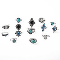 Wholesale Jewelry Vintage Style Geometric Alloy Artificial Gemstones Rhinestones Zircon Plating Inlay Rings sku image 18