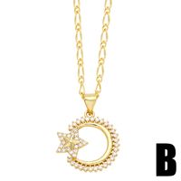 Modern Style Star Heart Shape Stainless Steel Copper Plating Inlay Zircon 18k Gold Plated Pendant Necklace main image 3
