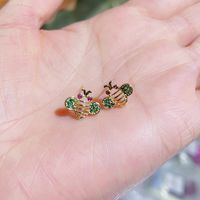 1 Pair Casual Bee Plating Inlay Copper Zircon 18k Gold Plated Ear Studs main image 2