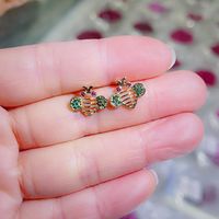 1 Pair Casual Bee Plating Inlay Copper Zircon 18k Gold Plated Ear Studs sku image 1