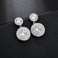 1 Pair Modern Style Round Plating Inlay Copper Zircon Gold Plated Drop Earrings main image 4
