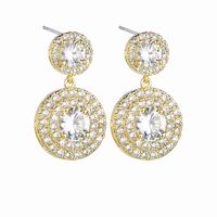 1 Pair Modern Style Round Plating Inlay Copper Zircon Gold Plated Drop Earrings main image 3