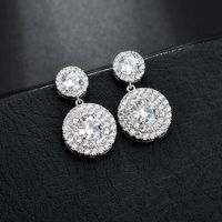 1 Paire Style Moderne Rond Placage Incruster Le Cuivre Zircon Plaqué Or Boucles D'oreilles sku image 1