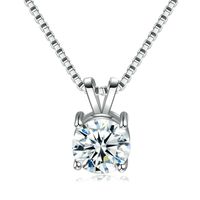 Simple Style Square Sterling Silver Plating Inlay Zircon Pendant Necklace sku image 1