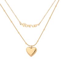 Casual Glam Modern Style Animal Heart Shape Stainless Steel Plating Inlay Shell Zircon Gold Plated Layered Necklaces Pendant Necklace main image 2