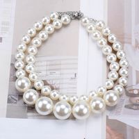 Simple Style Commute Round Alloy Beaded Women's Layered Necklaces main image 5
