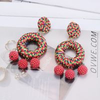 1 Pair Ethnic Style Round Braid Metal Drop Earrings sku image 3