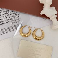 1 Pair Simple Style Solid Color Plating Stainless Steel Gold Plated Earrings main image 2