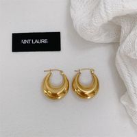 1 Pair Simple Style Solid Color Plating Stainless Steel Gold Plated Earrings sku image 5