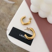1 Pair Simple Style Solid Color Plating Stainless Steel Gold Plated Earrings sku image 2