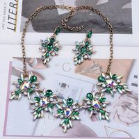 Exaggerated Flower Alloy Inlay Rhinestones Women's Earrings Necklace main image 5