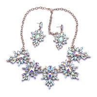 Exaggerated Flower Alloy Inlay Rhinestones Women's Earrings Necklace sku image 6